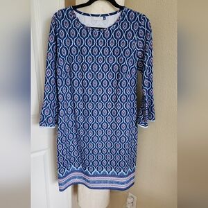 Blue Cabana Life dress with 3/4 sleeves